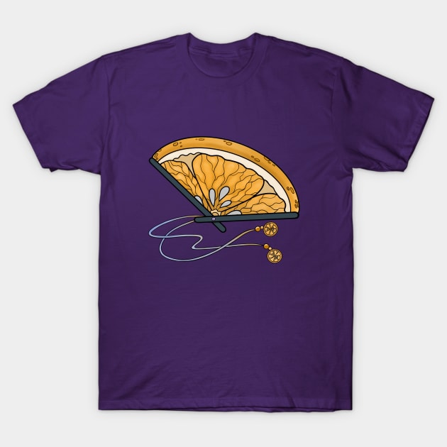 Orange Slice Folding Fan T-Shirt by emmakin.art@gmail.com